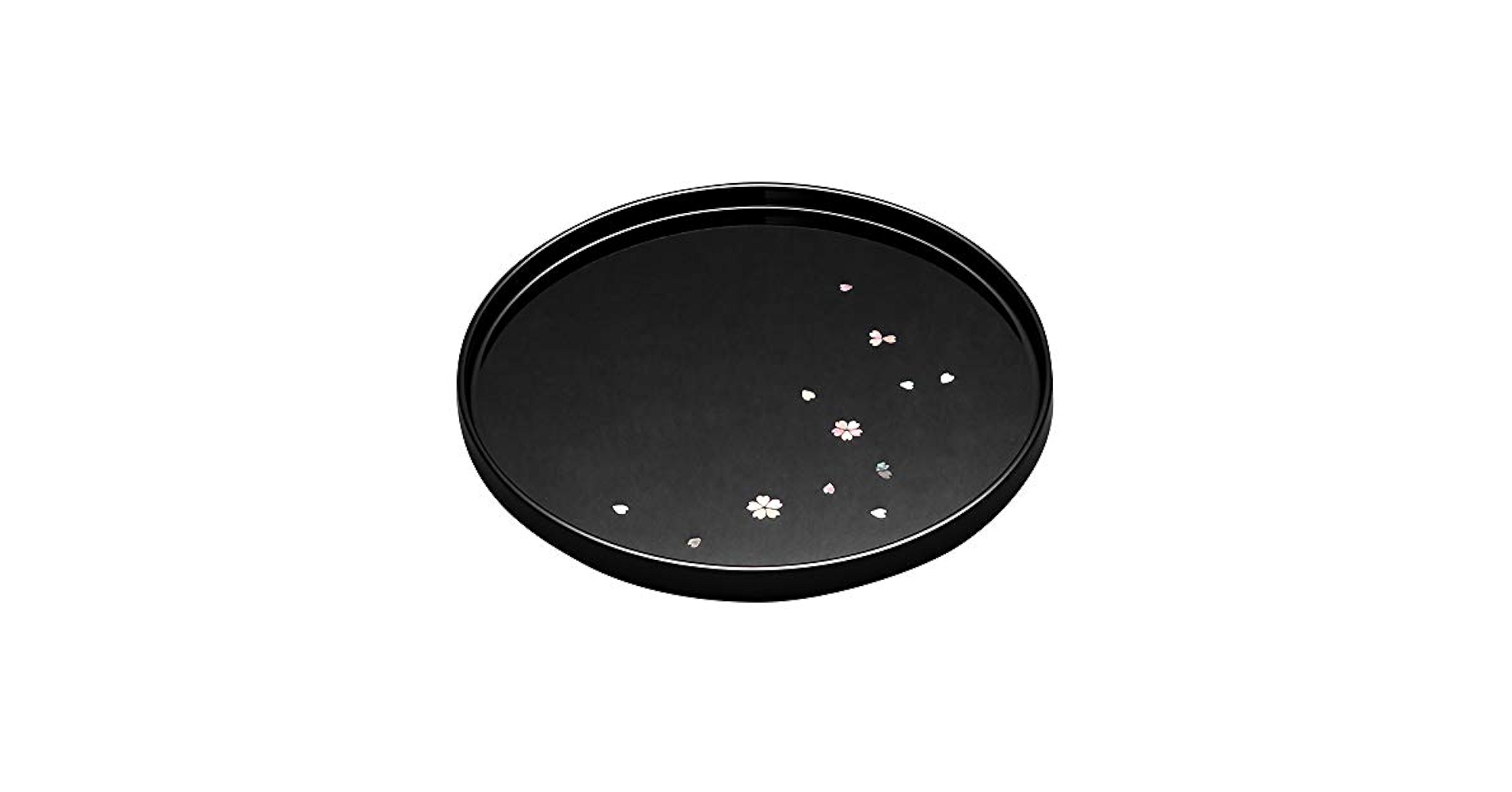 Amazon｜天野漆器 お盆 24cm 木製 トレー あわび貝 螺鈿装飾 丸